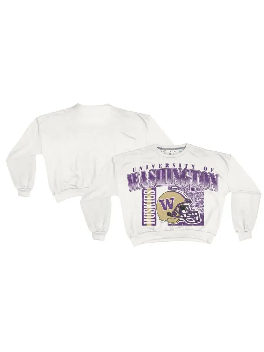 Pressbox Женская белая толстовка оверсайз Janice Retro с изображением команды Washington Huskies — изображение 1 из 3, белый