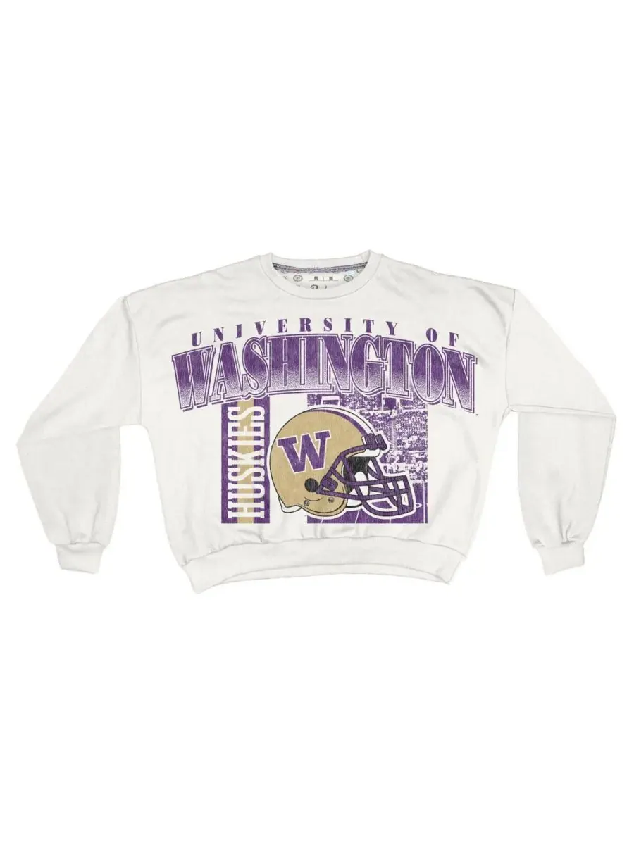Pressbox Женская белая толстовка оверсайз Janice Retro с изображением команды Washington Huskies — изображение 2 из 3, белый