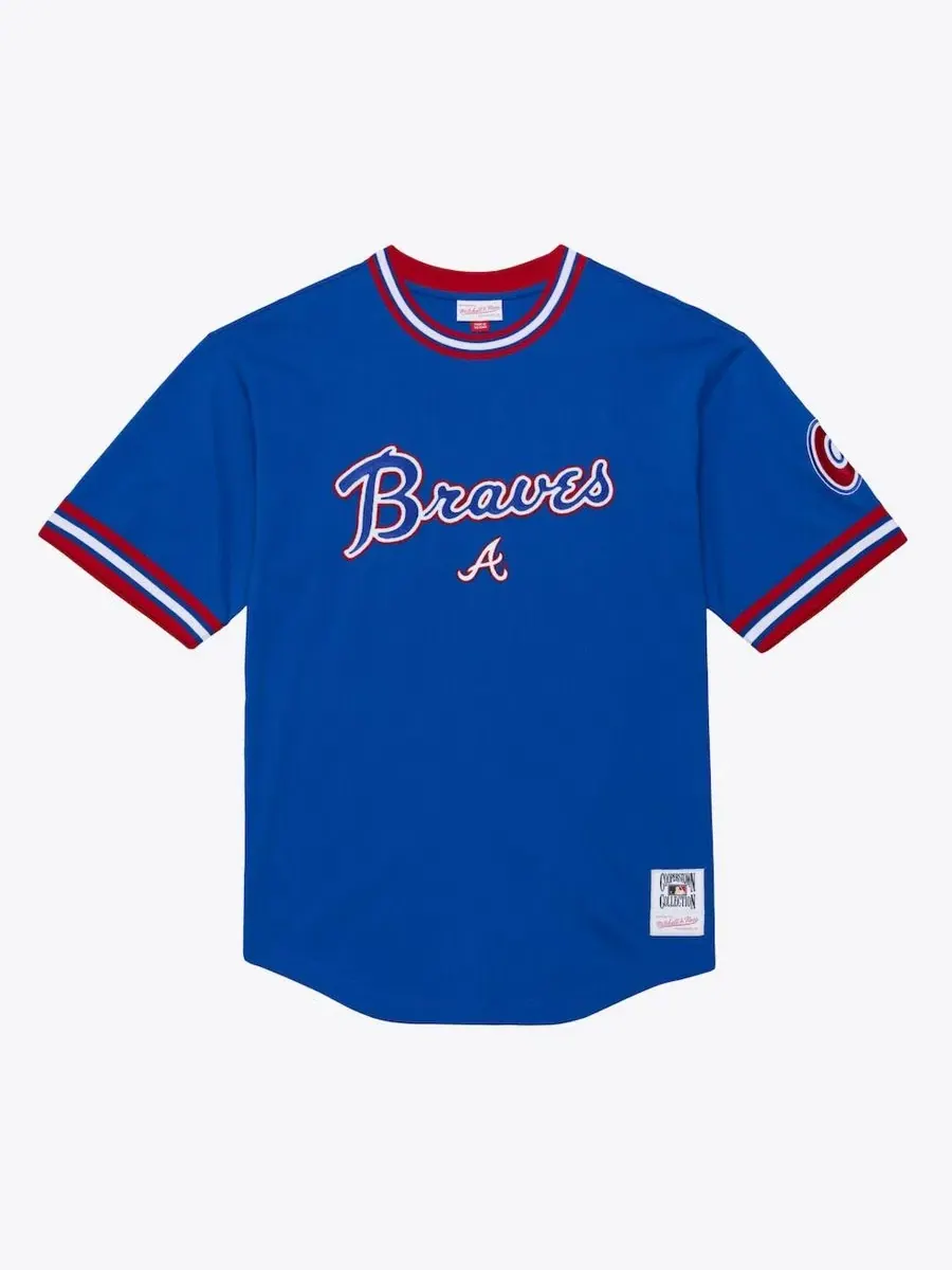 Футболка-ринчер с вышивкой Atlanta Braves Mitchell & Ness — изображение 1 из 5, королевский