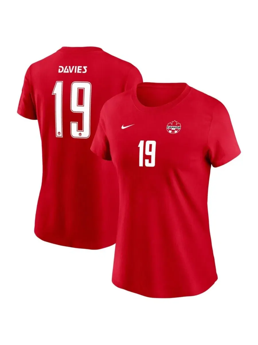 Футболка с длинным рукавом Alphonso Davies Red Canada Soccer Home Name & Number T-Shirt Nike — изображение 1 из 3, красный