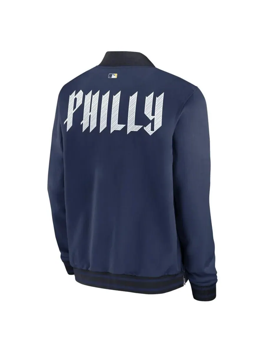 Nike Мужская темно-синяя куртка-бомбер Philadelphia Phillies 2024 City Connect Authentic Collection — изображение 3 из 3