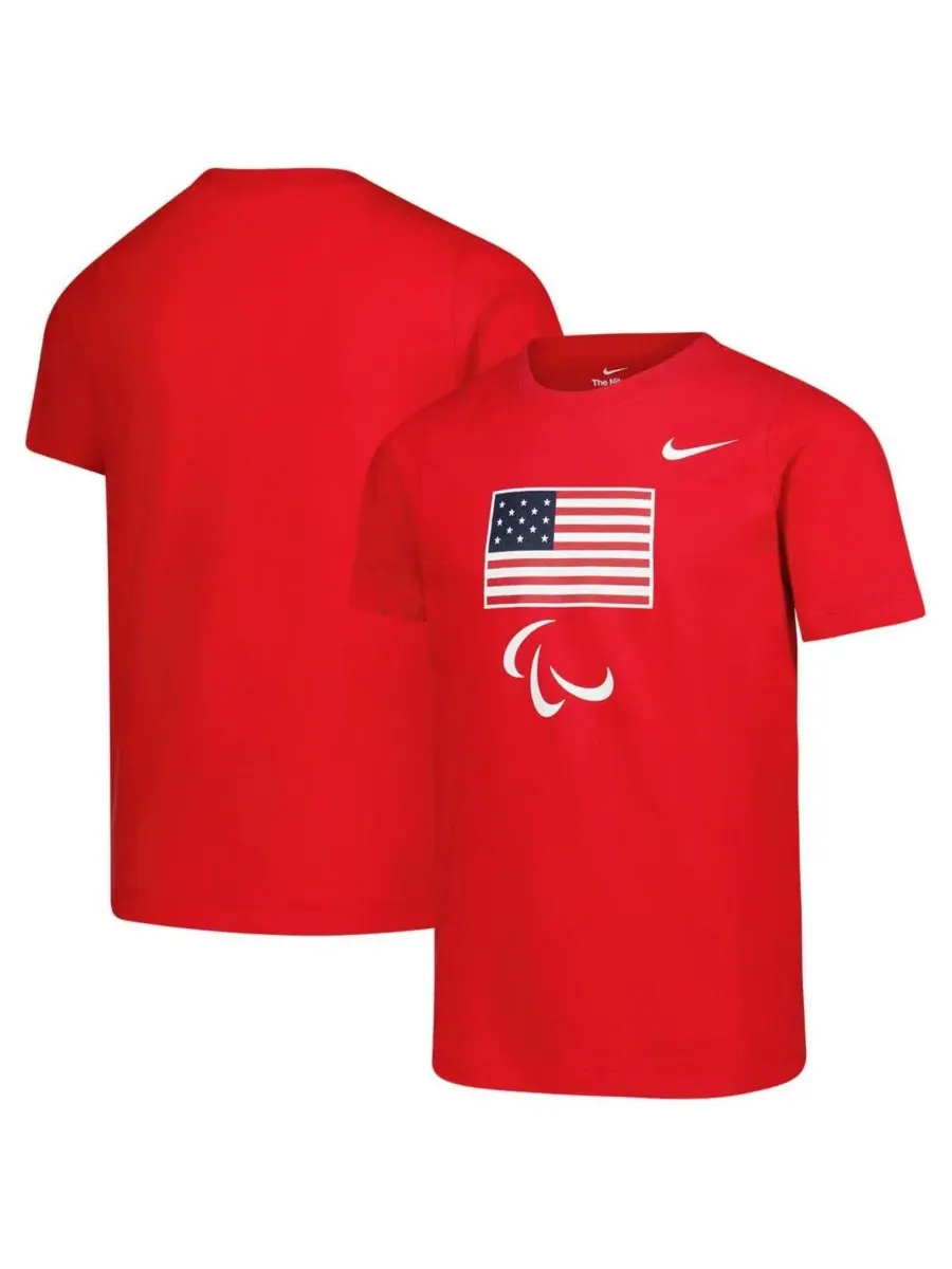 Nike Красная футболка с символикой Паралимпийских игр США для мальчиков и девочек — изображение 1 из 3, красный