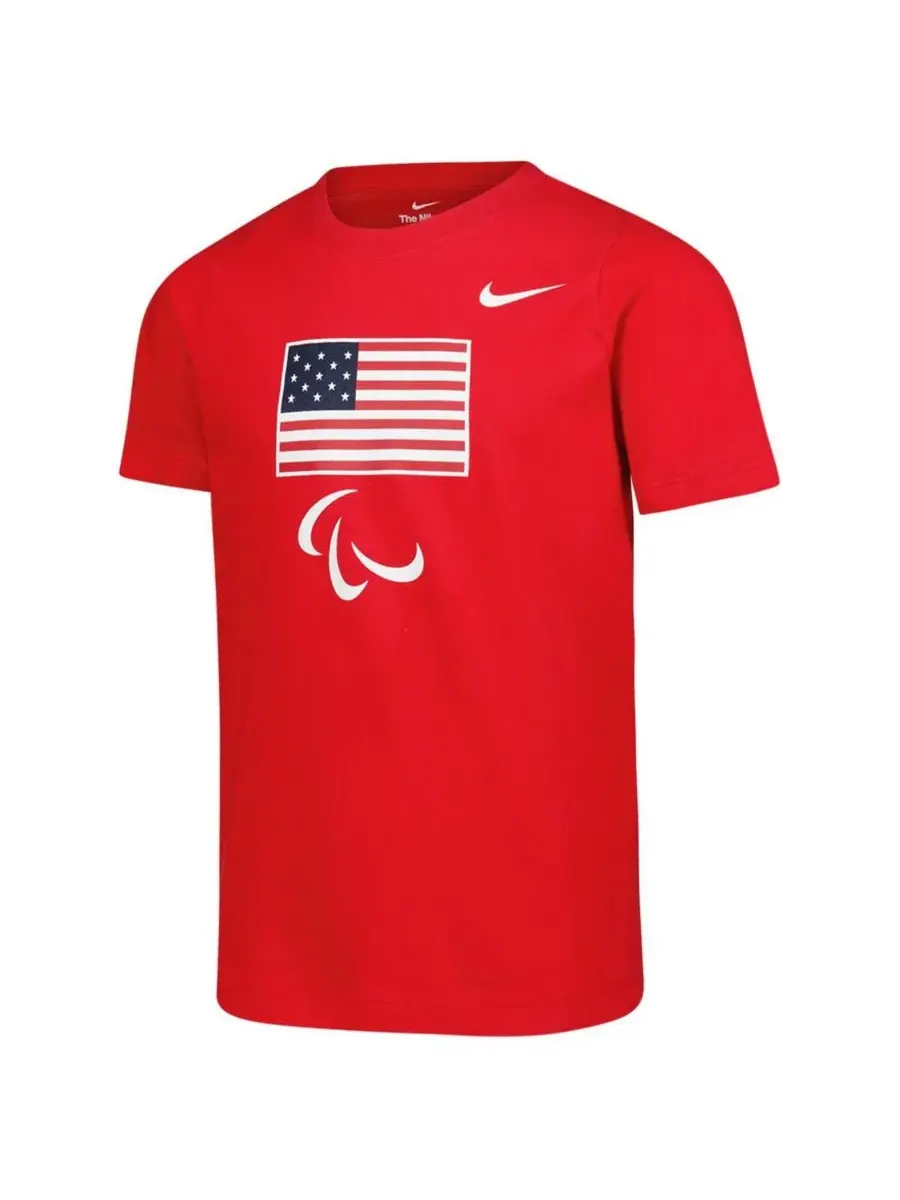 Nike Красная футболка с символикой Паралимпийских игр США для мальчиков и девочек — изображение 3 из 3, красный