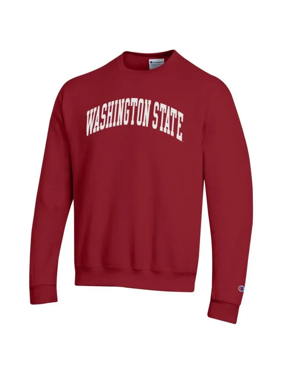 Champion Мужская флисовая толстовка с принтом Crimson Washington State Cougars Basic Arch — изображение 3 из 3, красный