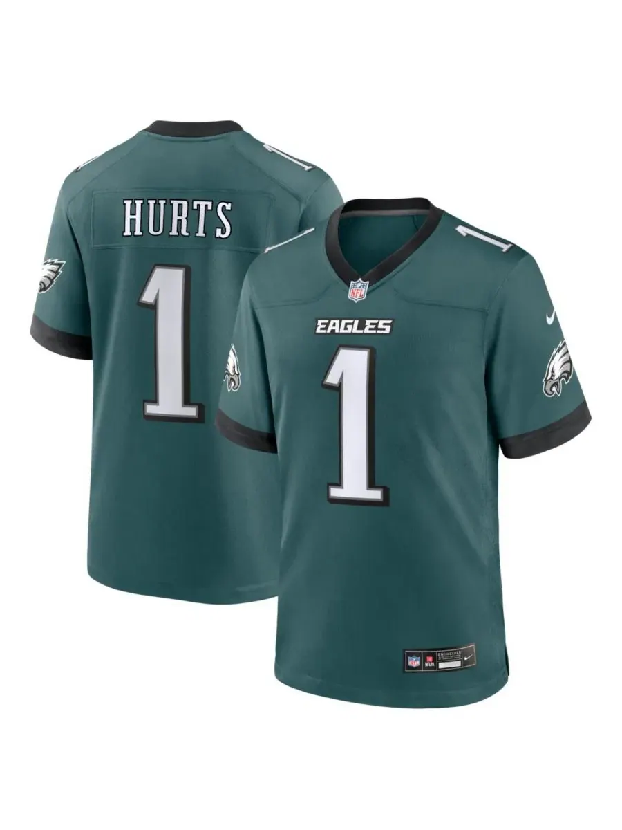 Футболка Nike Philadelphia Eagles Team Game Jersey, Jalen Hurts — изображение 1 из 3, зеленый