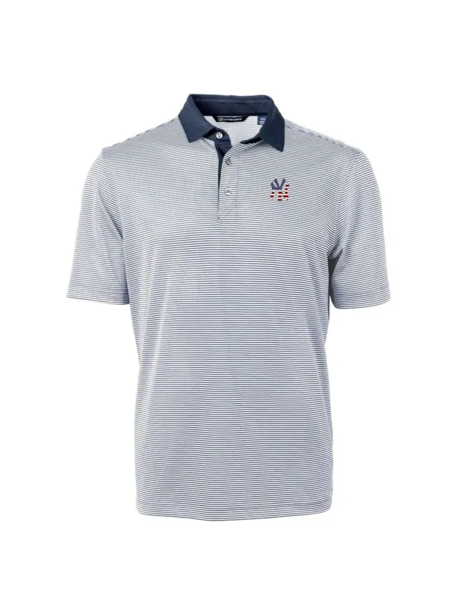 Поло с вышивкой Americana Logo Big & Tall Virtue Eco Pique Cutter & Buck — изображение 2 из 3, темно-синий белый