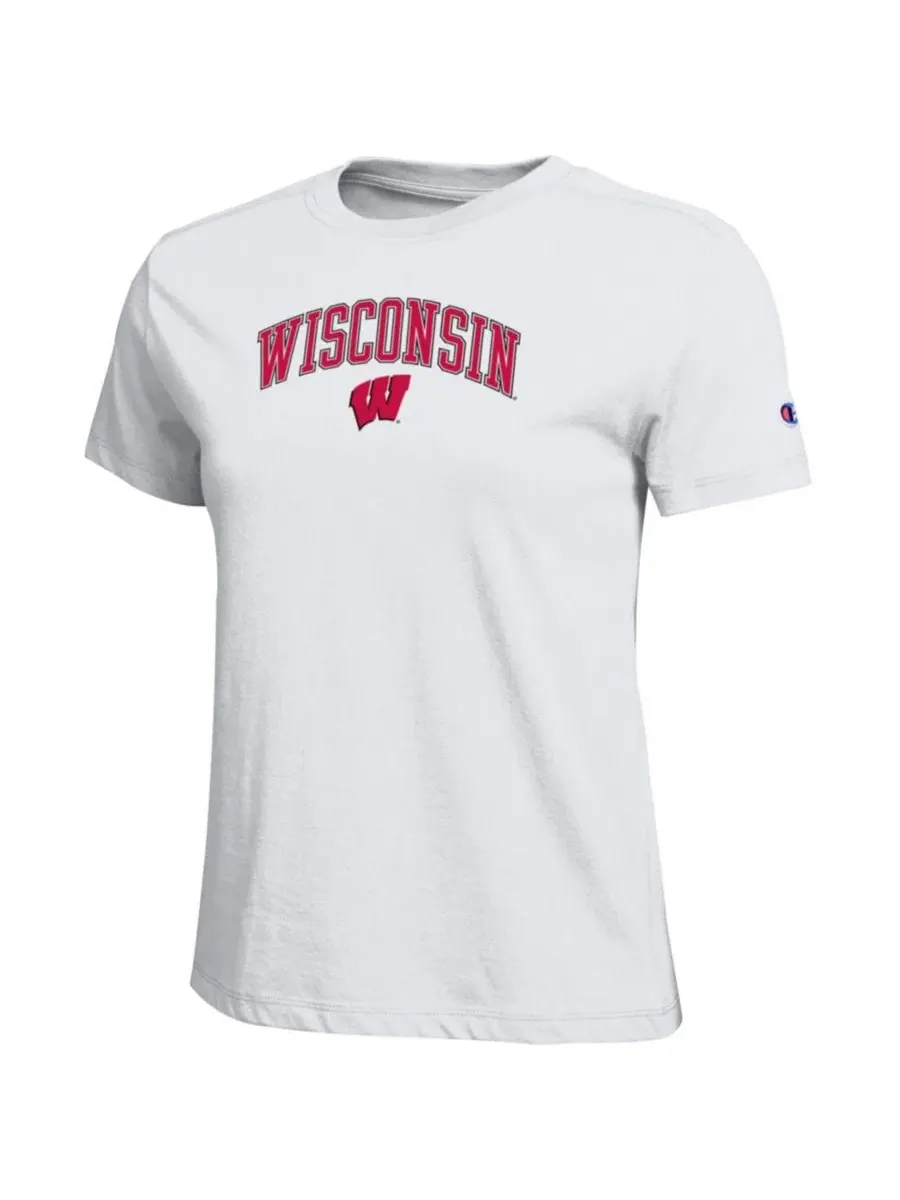 Футболка с принтом Wisconsin Badgers Arched Over Logo Champion — изображение 2 из 3, белый