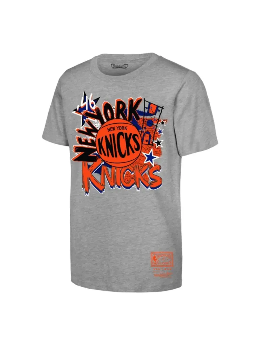 Детская футболка с принтом New York Knicks Hardwood Classics Play by Play Mitchell & Ness — изображение 1 из 1, серый