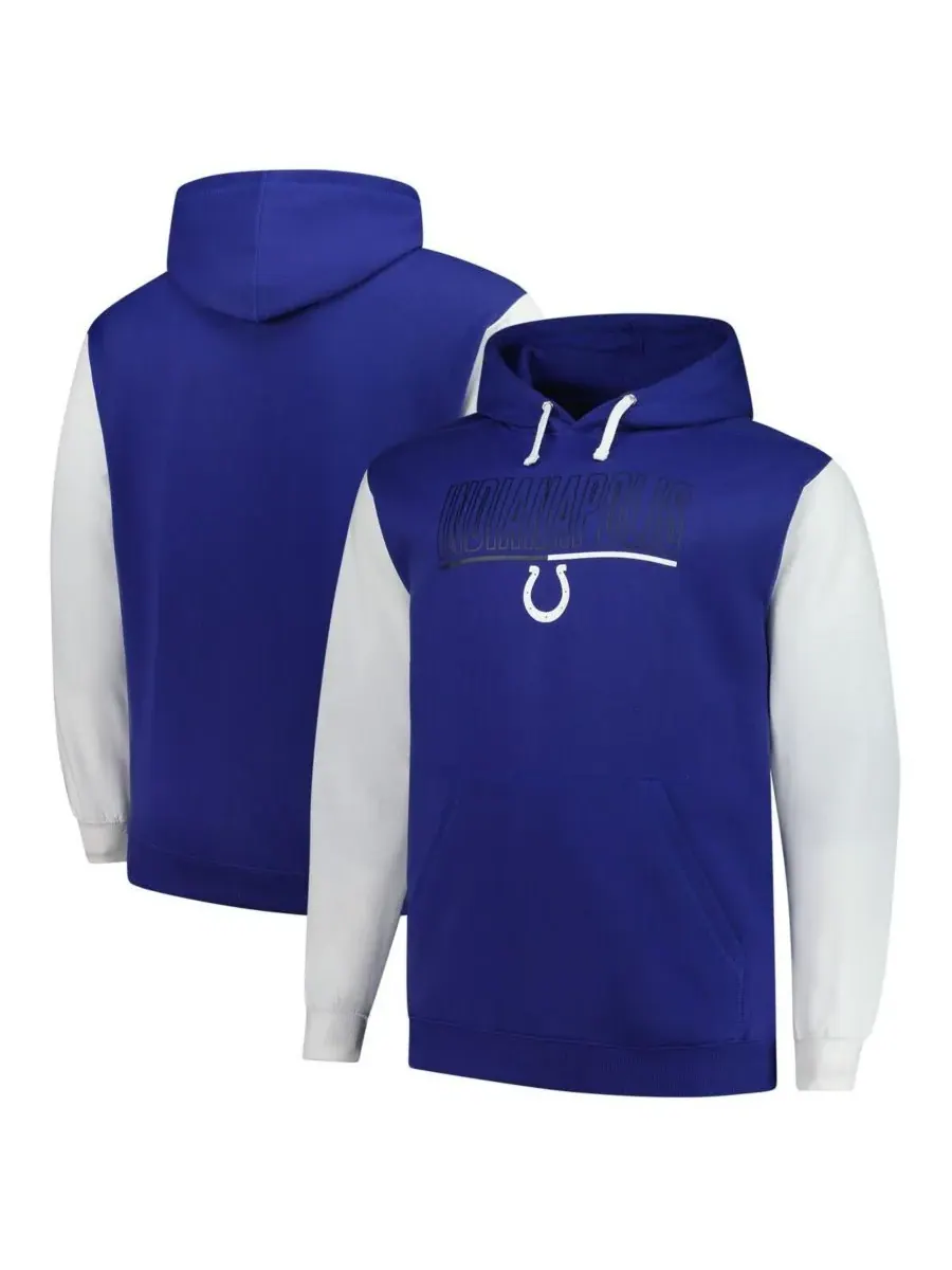 Мужская толстовка с капюшоном Royal Indianapolis Colts Big Tall Outline Pullover Hoodie Fanatics — изображение 1 из 3