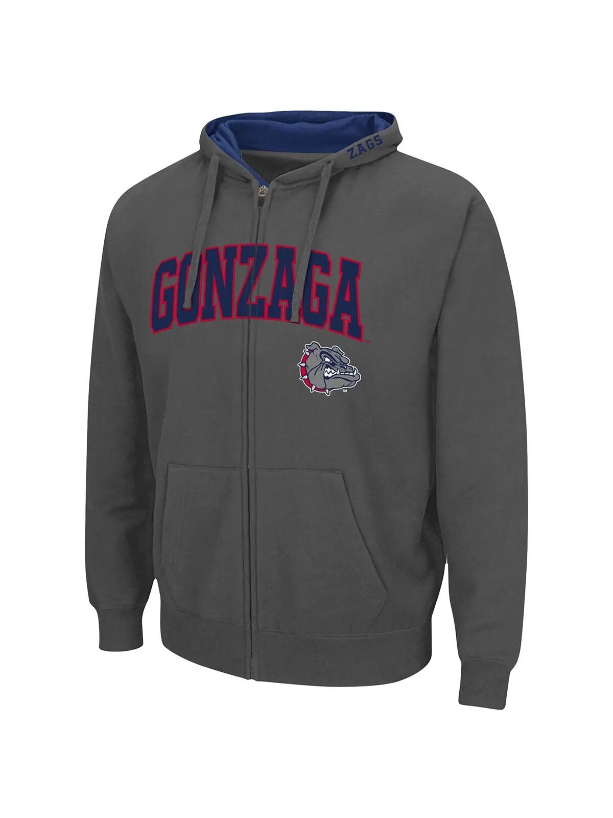 Мужская темно-серая толстовка с капюшоном gonzaga bulldogs arch logo 3.0 с молнией во всю длину — изображение 2 из 3