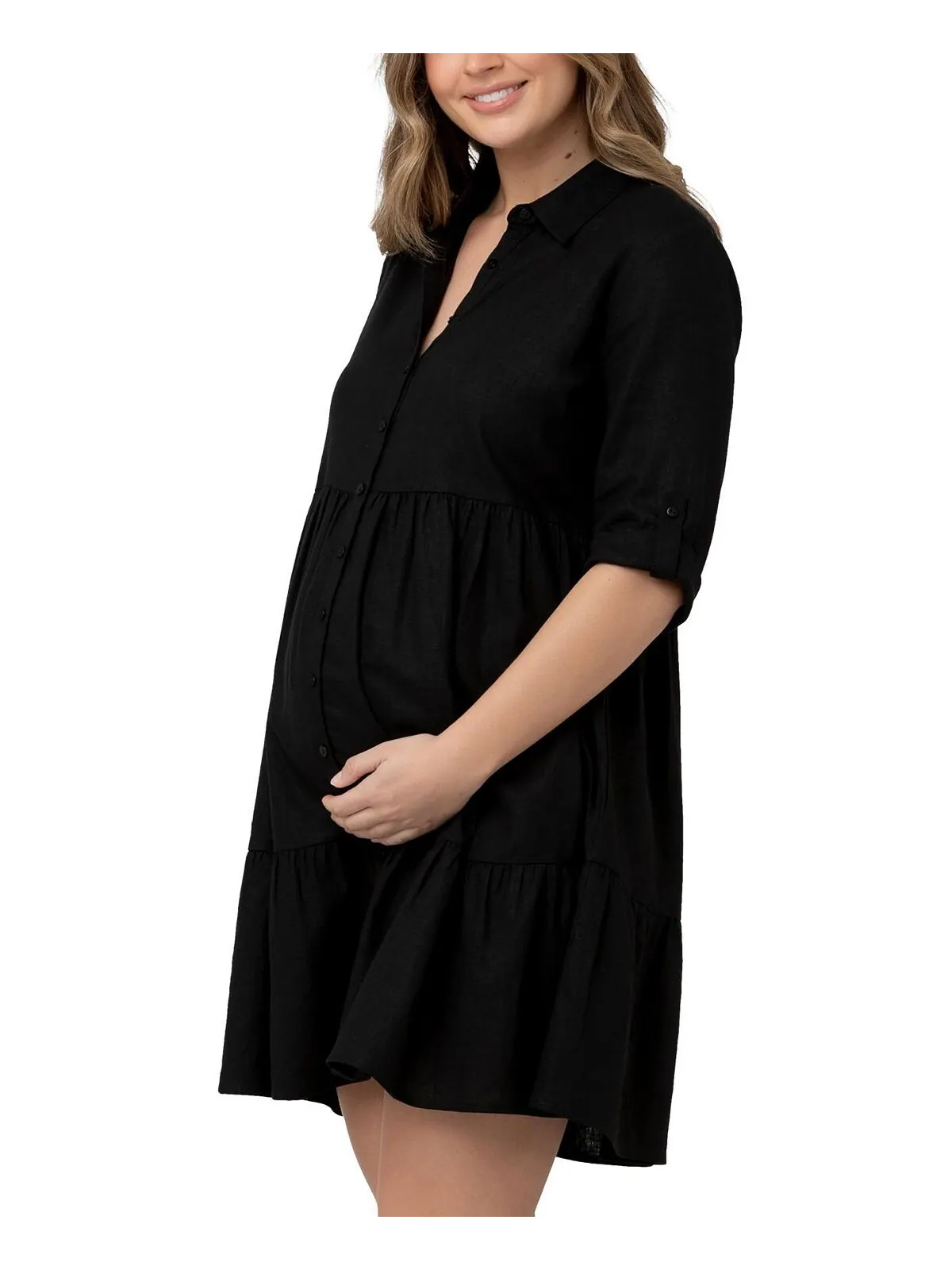Платье-рубашка на пуговицах Adel для беременных Ripe Maternity — изображение 3 из 3, черный