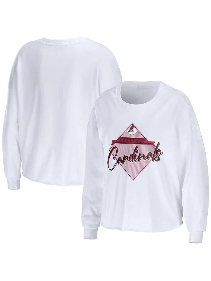 Женская укороченная футболка с длинным рукавом белого цвета Arizona Cardinals Domestic WEAR by Erin — изображение 1 из 2