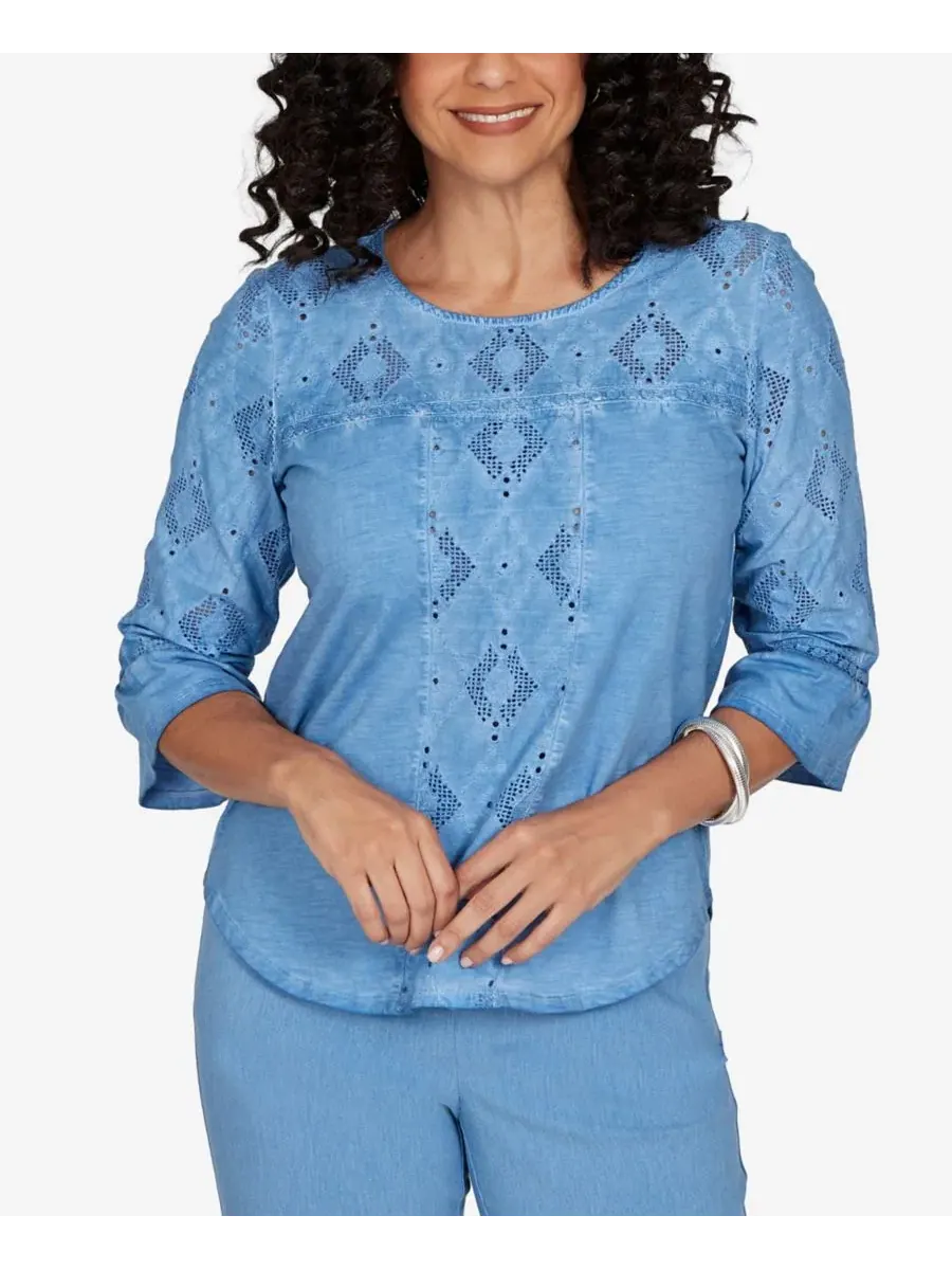 Топ с аппликацией Provence Center Diamond Tonal Alfred Dunner, Wdgwood — изображение 1 из 5