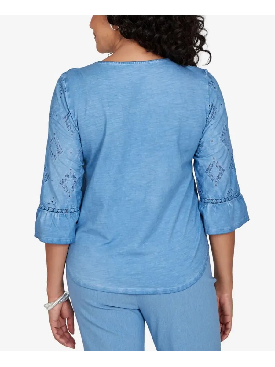 Топ с аппликацией Provence Center Diamond Tonal Alfred Dunner, Wdgwood — изображение 5 из 5