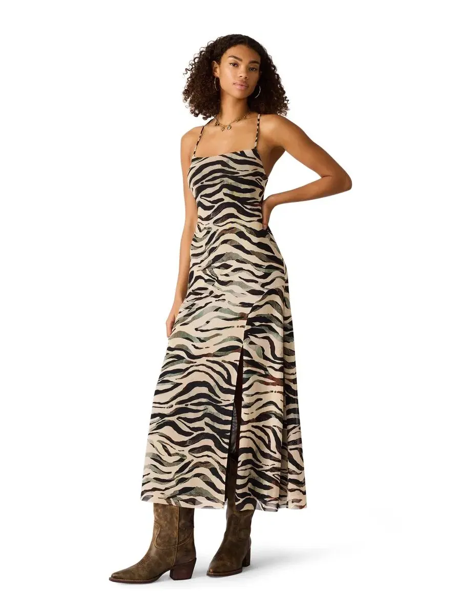 Платье макси с квадратным вырезом и принтом зебра Adella Steve Madden, Caramel Zebra — изображение 1 из 5
