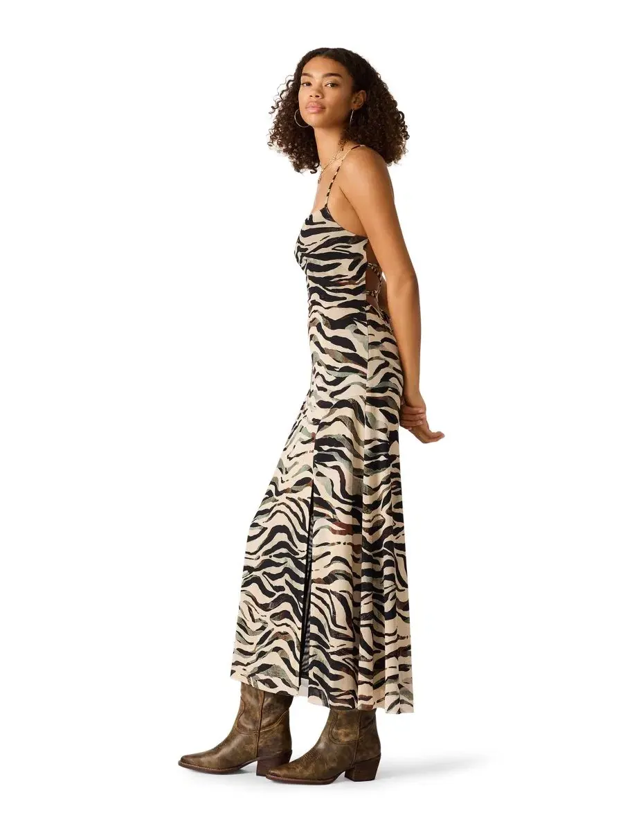 Платье макси с квадратным вырезом и принтом зебра Adella Steve Madden, Caramel Zebra — изображение 3 из 5