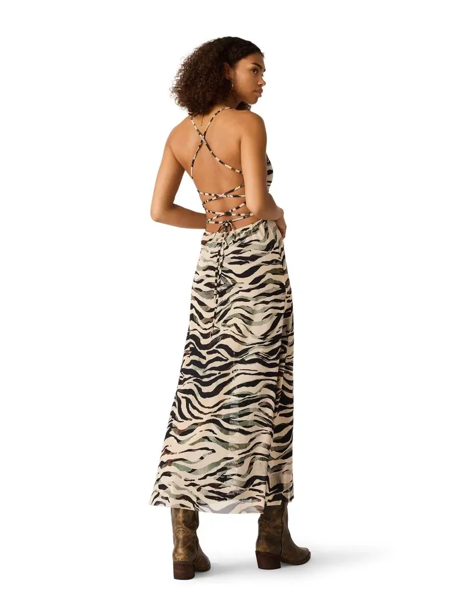 Платье макси с квадратным вырезом и принтом зебра Adella Steve Madden, Caramel Zebra — изображение 5 из 5