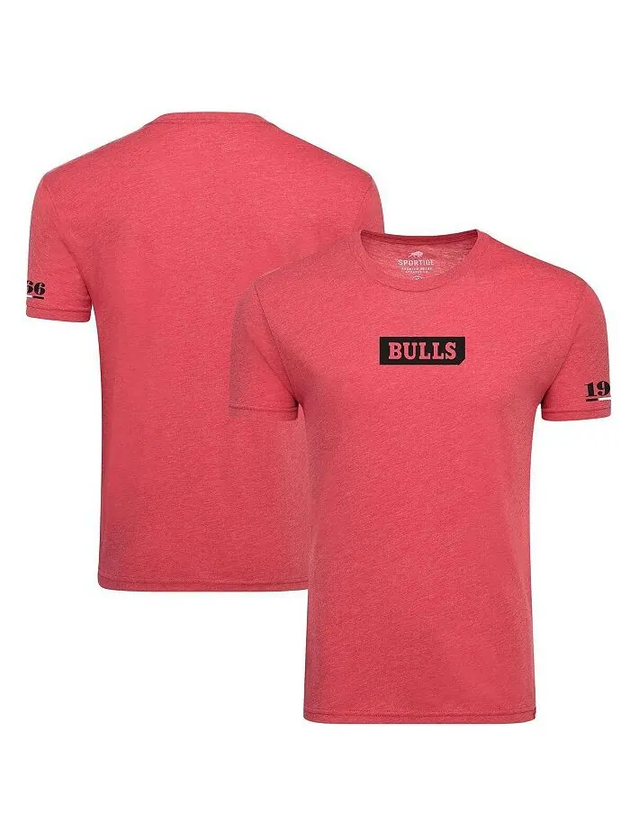 Удобная футболка Tri-Blend для мужчин и женщин Red Chicago Bulls 1966 Collection Sportiqe — изображение 1 из 1, красный