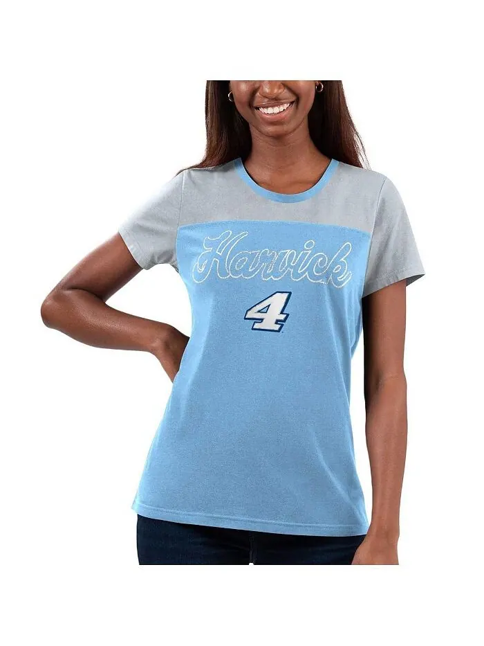 Женская голубая футболка с цветными блоками Kevin Harvick Cheer G-III 4Her by Carl Banks — изображение 1 из 2, светлый синий