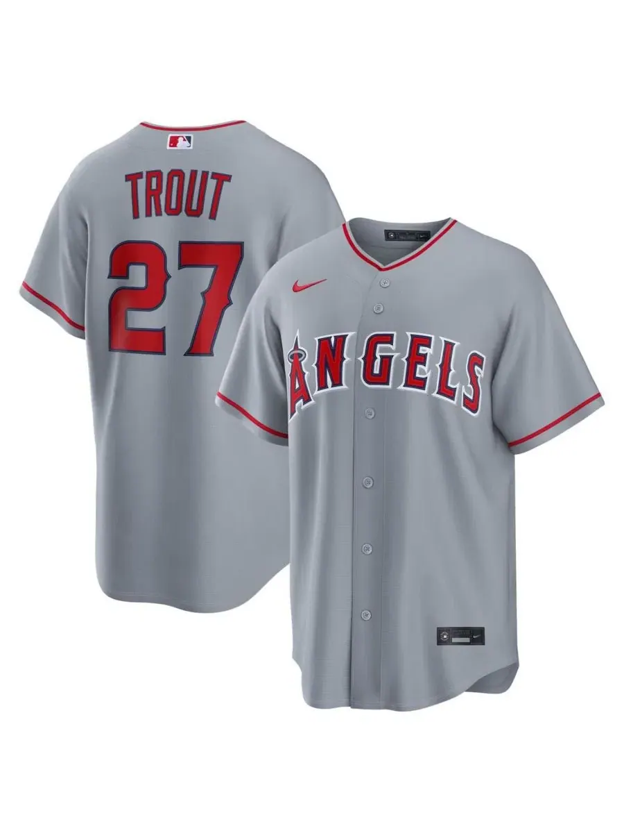 Игровая реплика джерси Nike Mike Trout Road Replica Jersey — изображение 1 из 3, серый