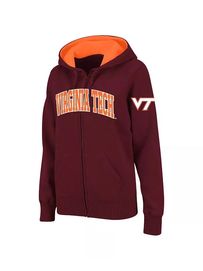 Женская темно-бордовая толстовка Virginia Tech Hokies с арочным именем и молнией по всей длине — изображение 1 из 3