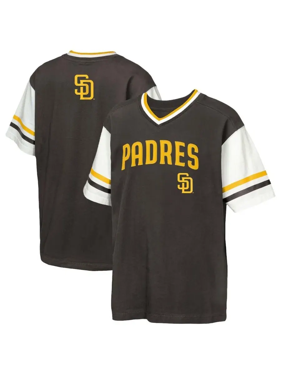 Футболка с кольцевым дизайном San Diego Padres Big League Base Runner Ringer T-Shirt Outerstuff — изображение 1 из 3