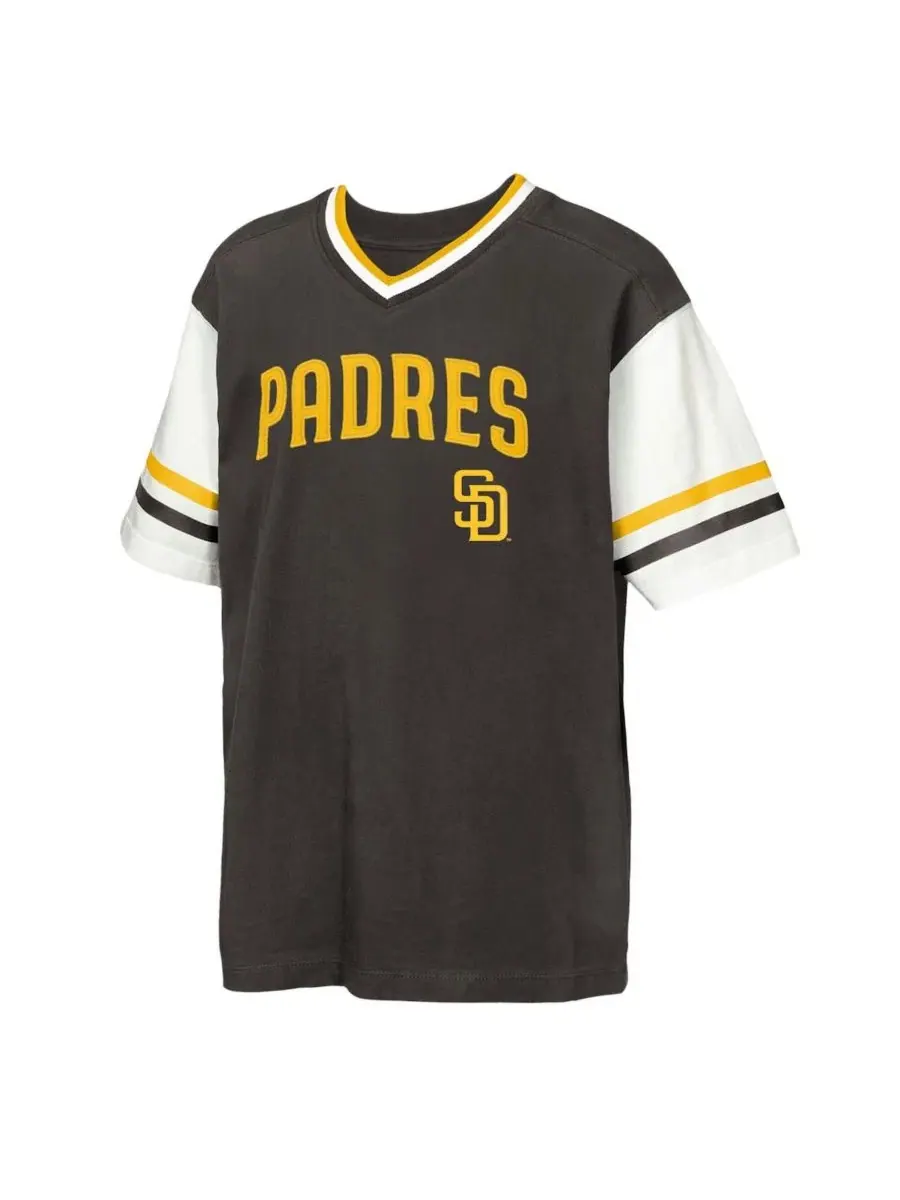 Футболка с кольцевым дизайном San Diego Padres Big League Base Runner Ringer T-Shirt Outerstuff — изображение 2 из 3