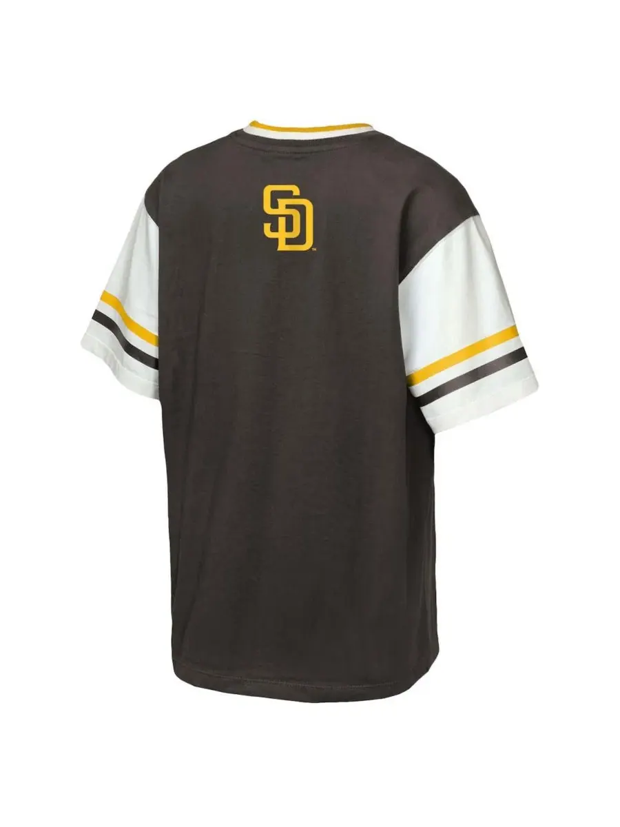 Футболка с кольцевым дизайном San Diego Padres Big League Base Runner Ringer T-Shirt Outerstuff — изображение 3 из 3
