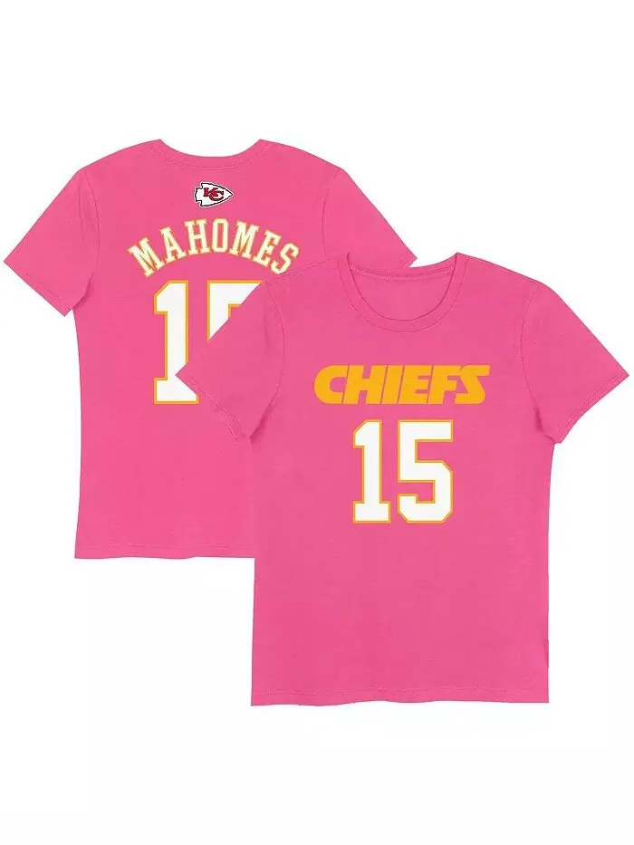 Футболка с именем игрока и номером «Big Girls» Патрика Махоумса из «Kansas City Chiefs» в розовом — изображение 1 из 3