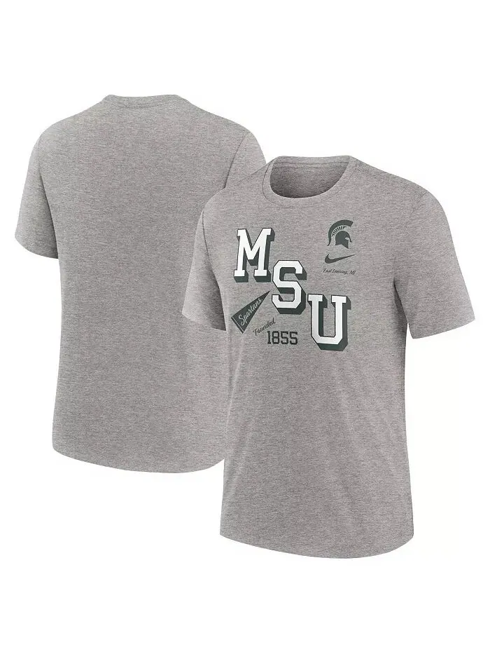 Футболка мужская серо-лиловая Michigan State Spartans Blitz Roll Call Tri-Blend Nike — изображение 1 из 3