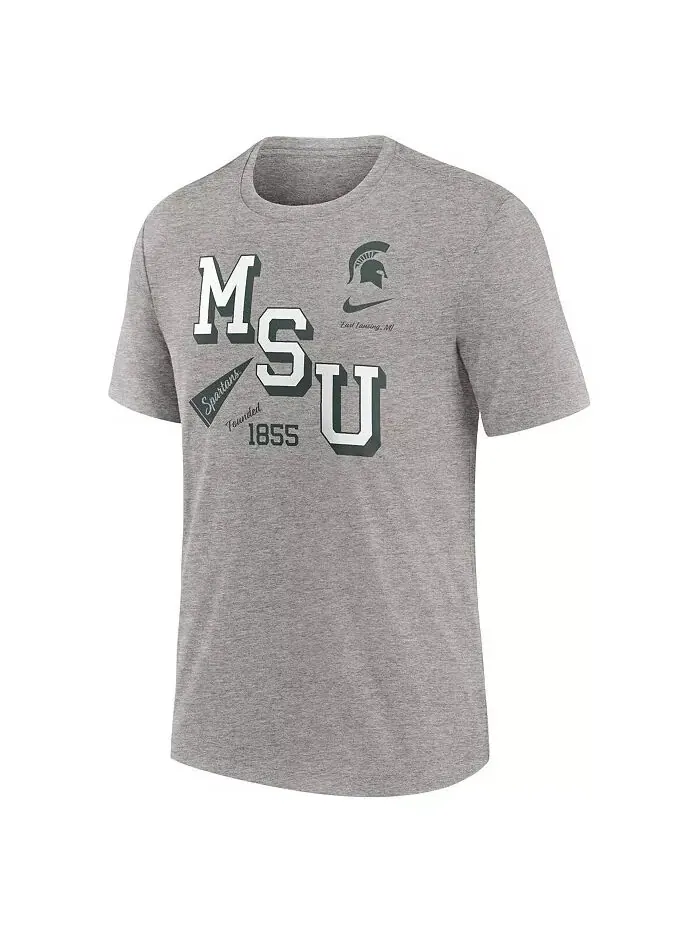 Футболка мужская серо-лиловая Michigan State Spartans Blitz Roll Call Tri-Blend Nike — изображение 3 из 3