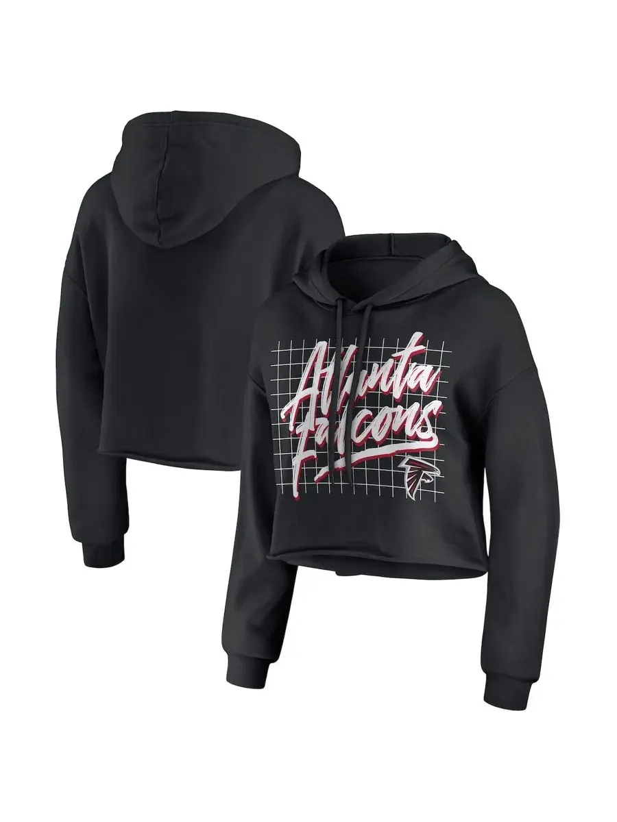Женский укороченный худи с капюшоном, с принтом Atlanta Falcons WEAR by Erin Andrews — изображение 1 из 3, черный