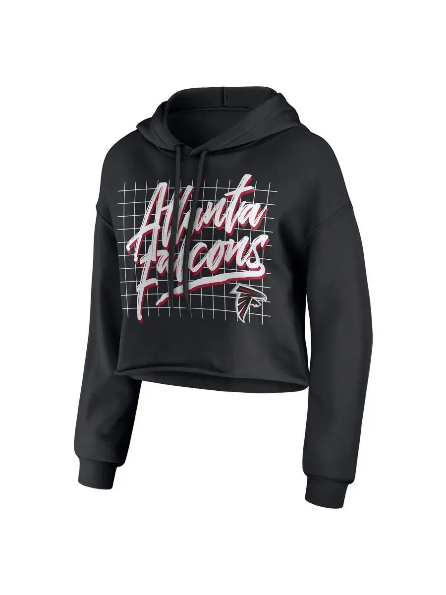 Женский укороченный худи с капюшоном, с принтом Atlanta Falcons WEAR by Erin Andrews — изображение 2 из 3, черный