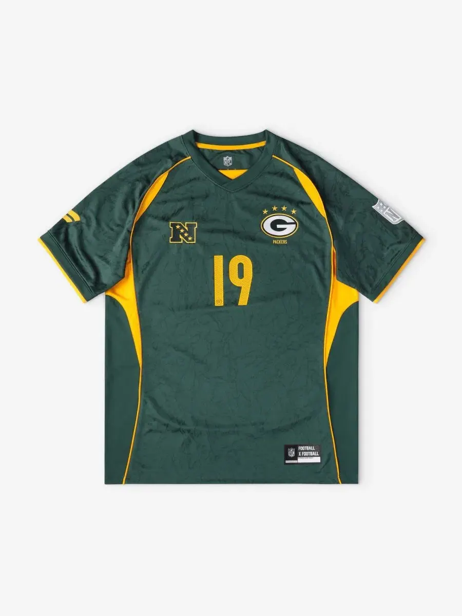 Детская футболка-поло с V-образным вырезом Green Bay Packers Football x Football Fanatics — изображение 1 из 5, зеленый