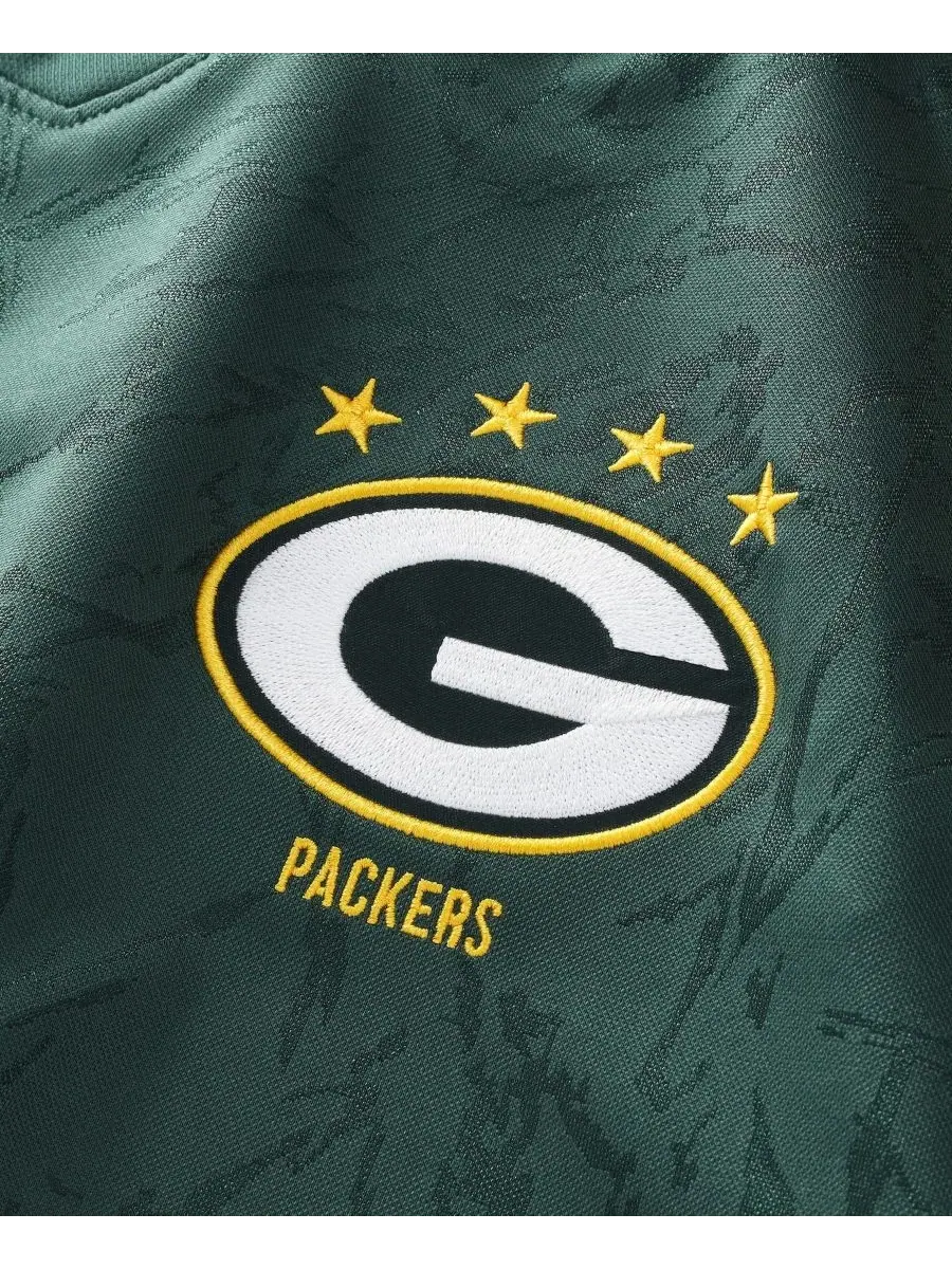 Детская футболка-поло с V-образным вырезом Green Bay Packers Football x Football Fanatics — изображение 3 из 5, зеленый