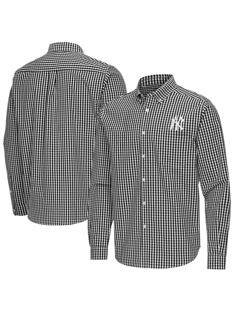 Мужская рубашка с длинным рукавом Ellis Woven Antigua — изображение 1 из 3, черный белый