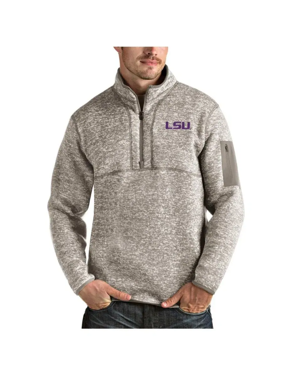 Толстовка поло с наполовину застежкой-молнией Antigua Fortune LSU Tigers — изображение 1 из 1, овсяный