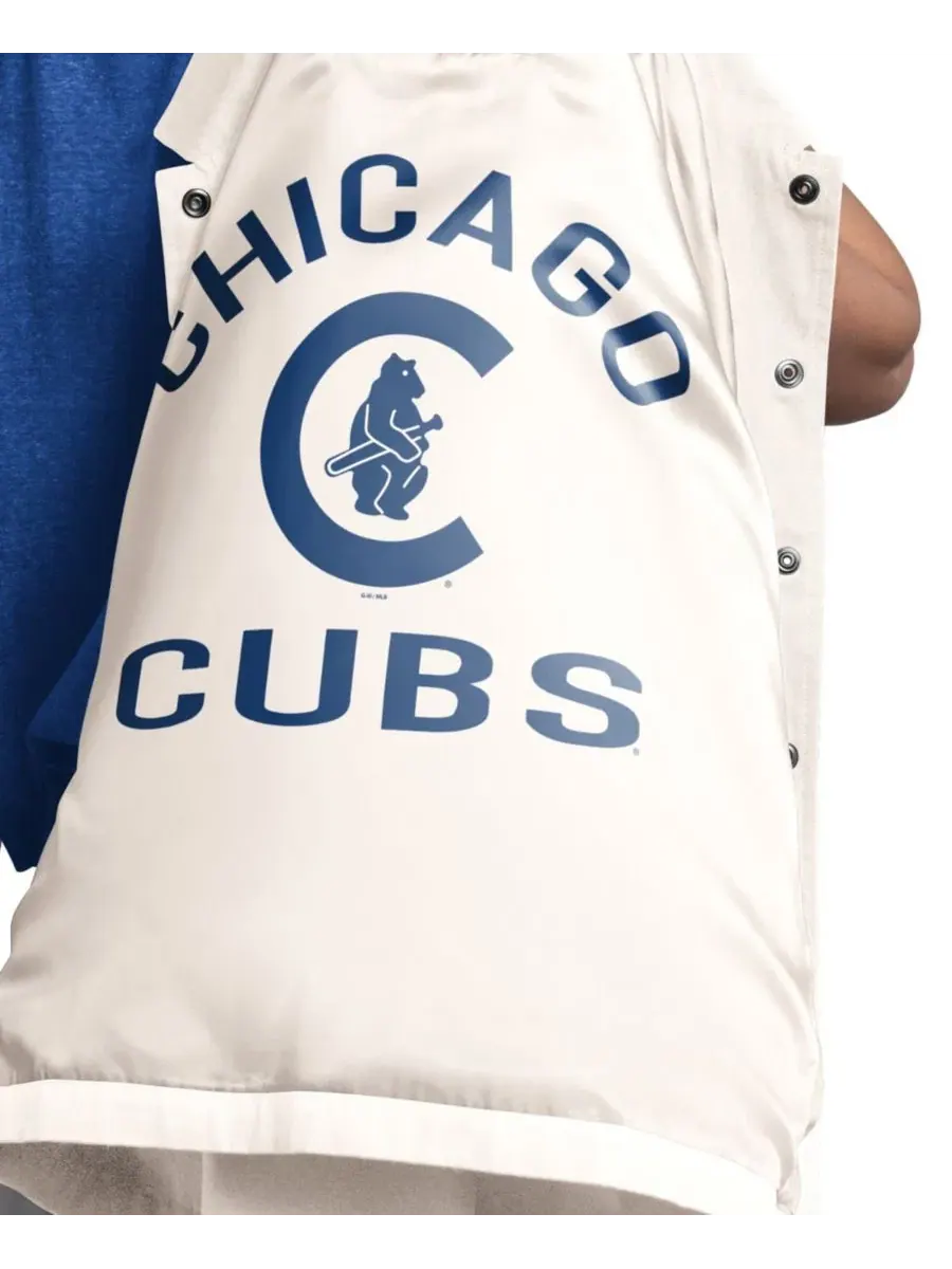 Куртка-бомбер с принтом Chicago Cubs Cooperstown First Down Full-snap Coaches Jacket Starter — изображение 3 из 4, бежевый