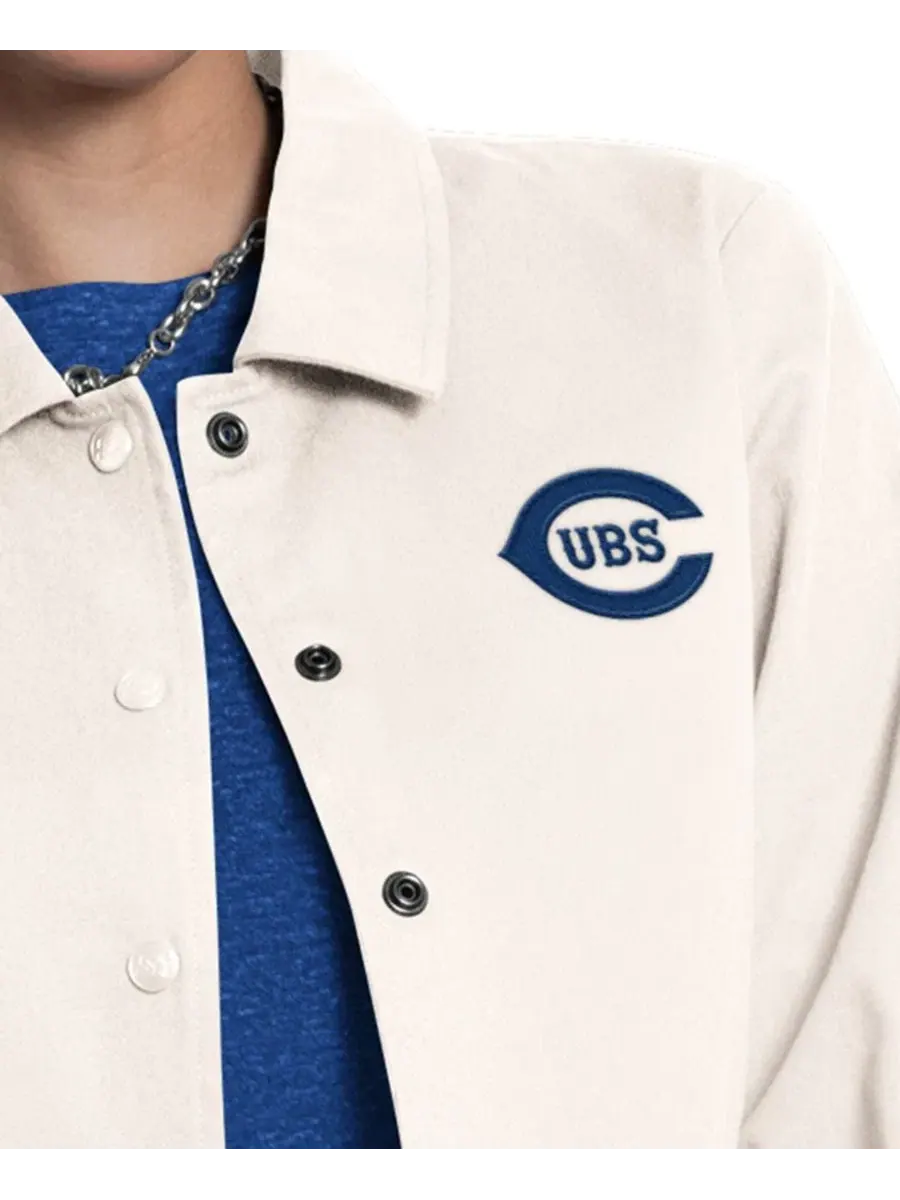 Куртка-бомбер с принтом Chicago Cubs Cooperstown First Down Full-snap Coaches Jacket Starter — изображение 4 из 4, бежевый