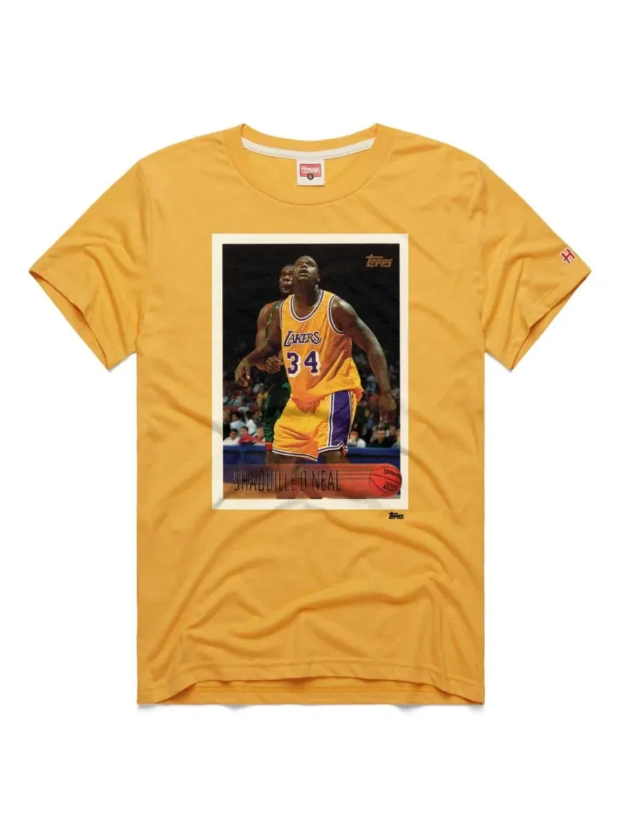 Футболка с принтом Shaquille O'Neal Gold Los Angeles Lakers Topps Trading Card Player Tri-Blend — золотистый