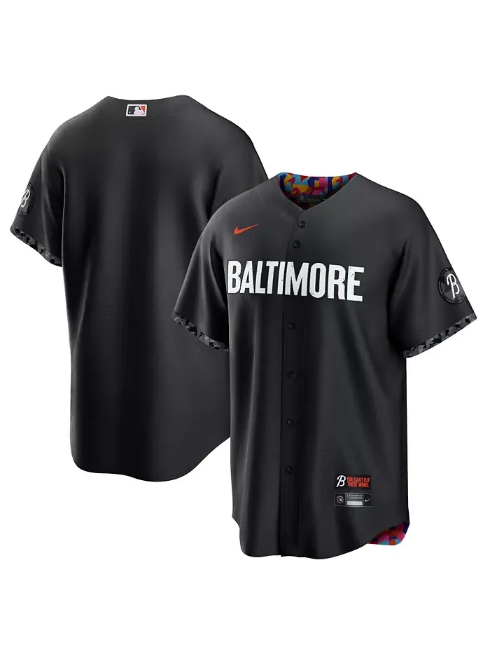 Мужская реплика джерси Baltimore Orioles City Connect 2023 черного цвета Nike — изображение 1 из 3