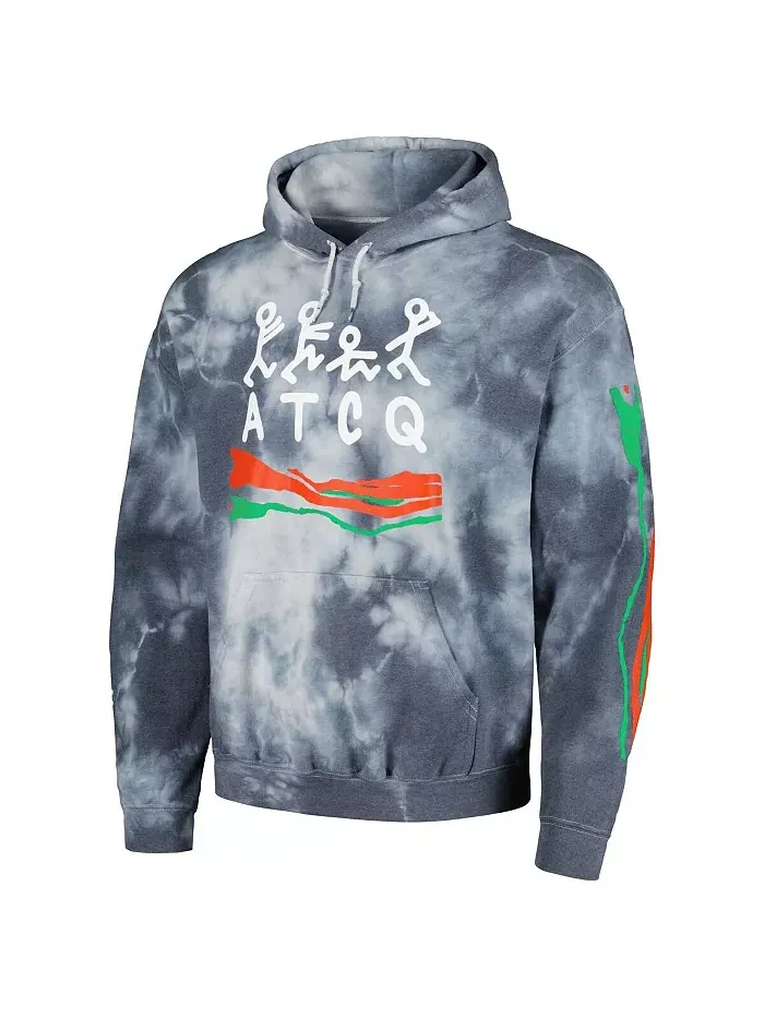 Мужской потертый худи с принтом A Tribe Called Quest, синий, стирка "вашено" Philcos — изображение 2 из 3