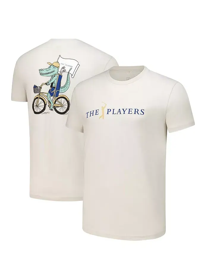 Мужская и женская футболка THE PLAYERS Biking Gator песочного цвета Flomotion — изображение 1 из 3