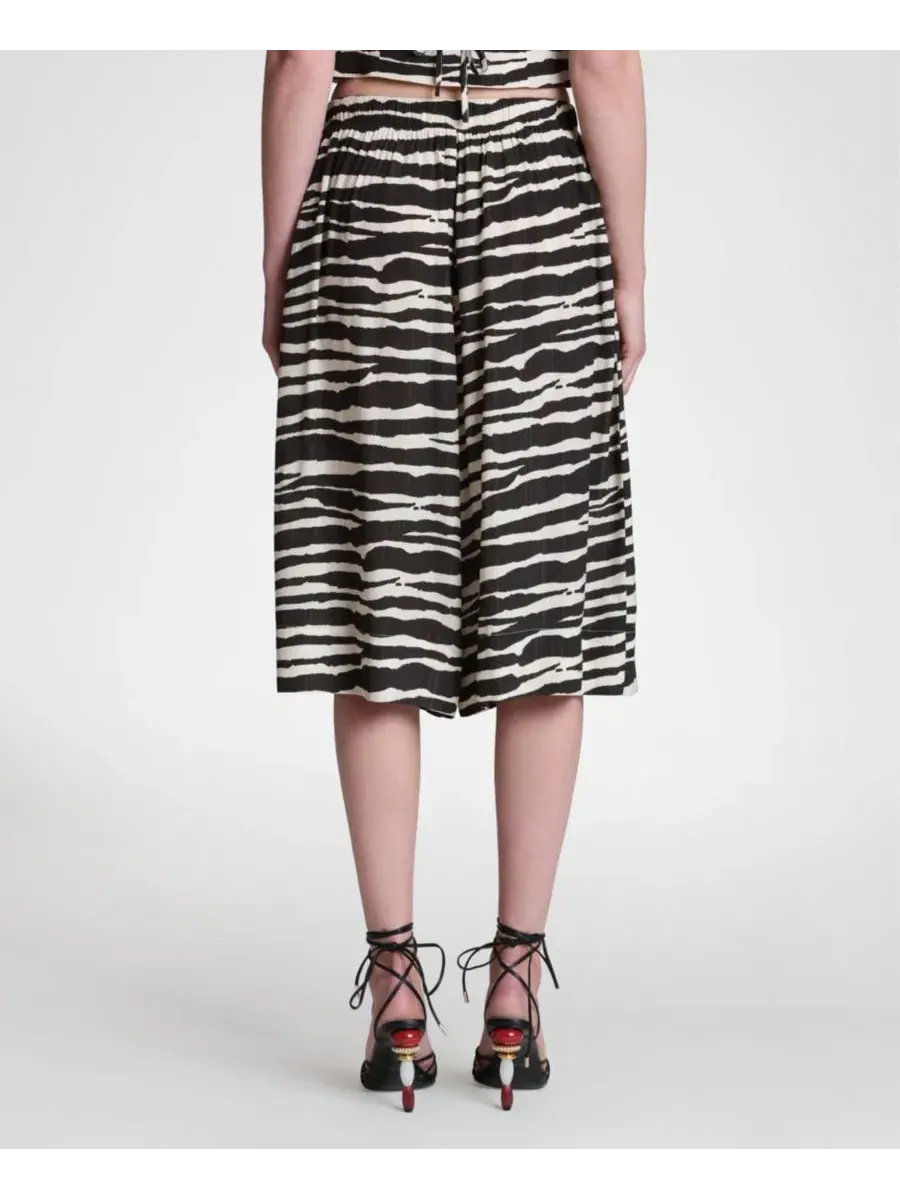 Широкие брюки-кюлоты с эластичным поясом, Zebra Print Avec Les Filles — изображение 5 из 7