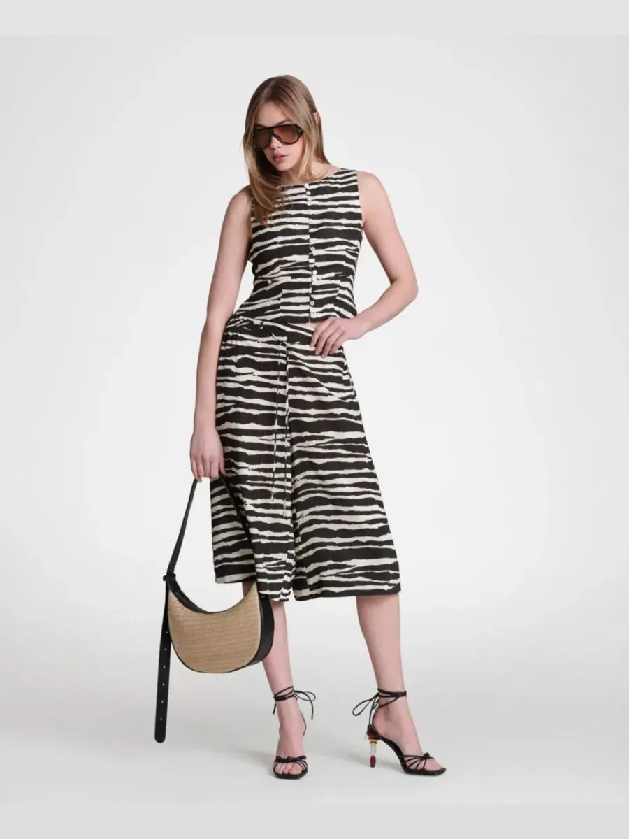 Широкие брюки-кюлоты с эластичным поясом, Zebra Print Avec Les Filles — изображение 7 из 7