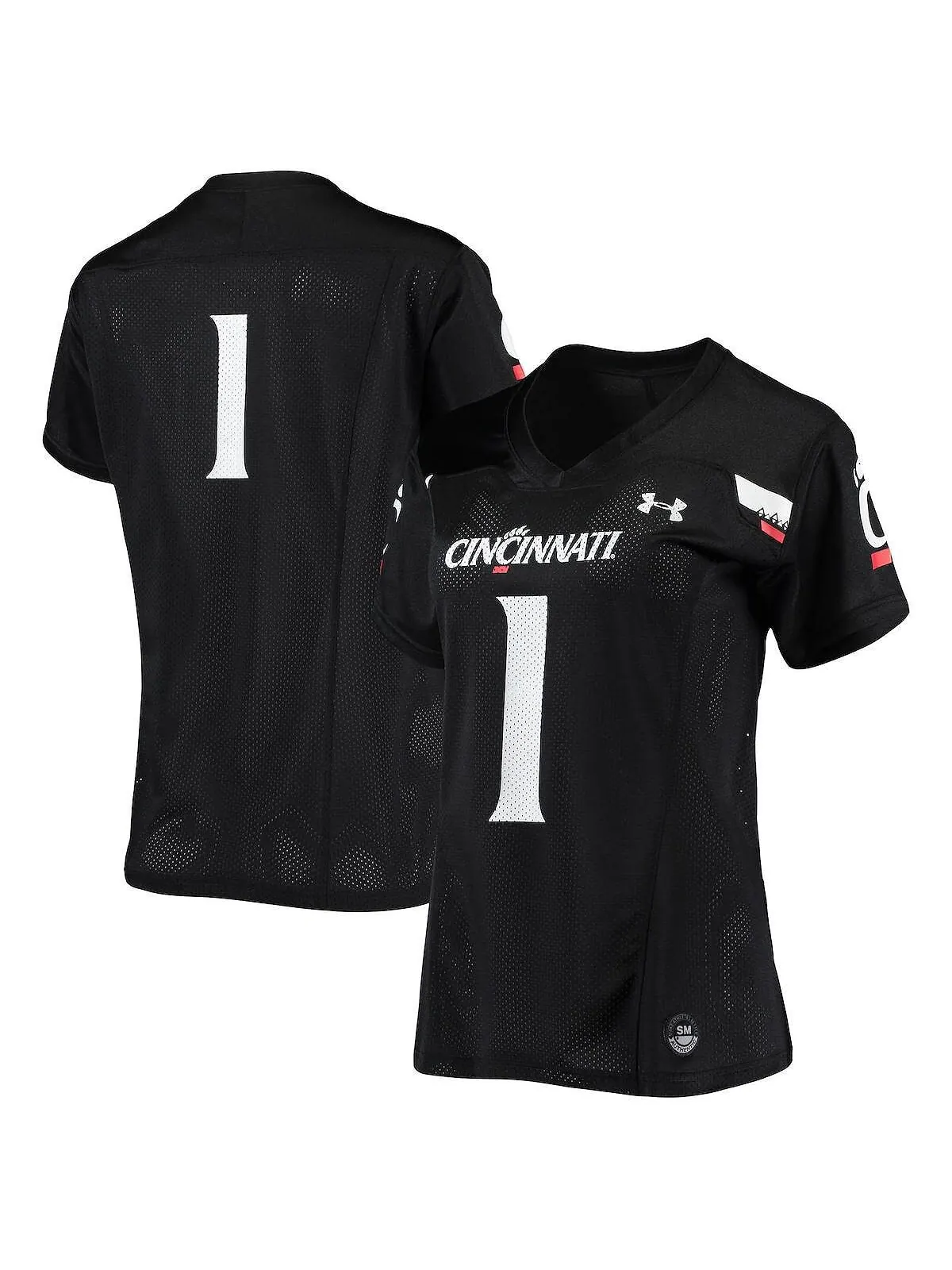 Женская черная футболка №1 Cincinnati Bearcats, готовая копия футбольного джерси Under Armour — изображение 1 из 3, черный