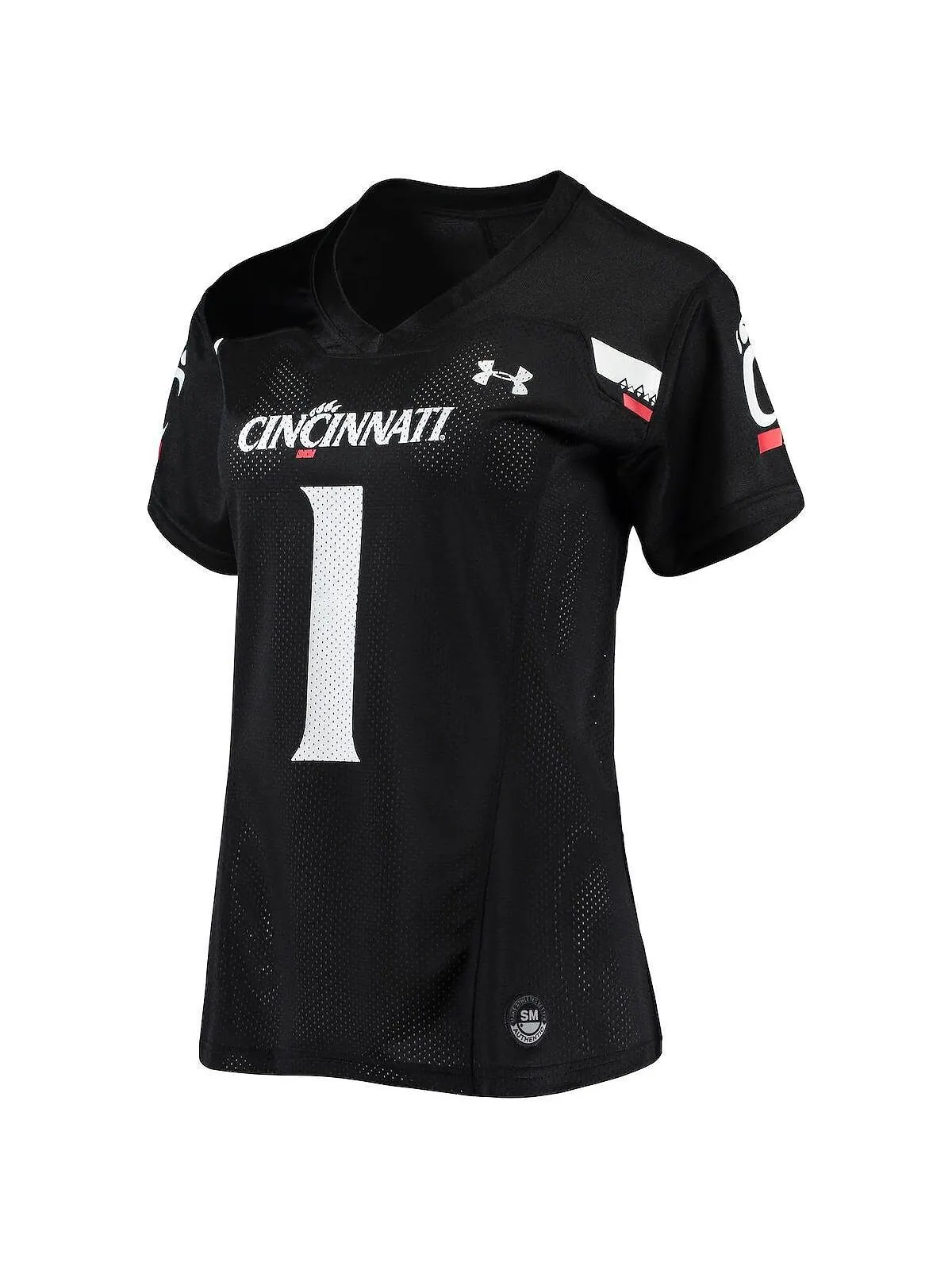 Женская черная футболка №1 Cincinnati Bearcats, готовая копия футбольного джерси Under Armour — изображение 3 из 3, черный