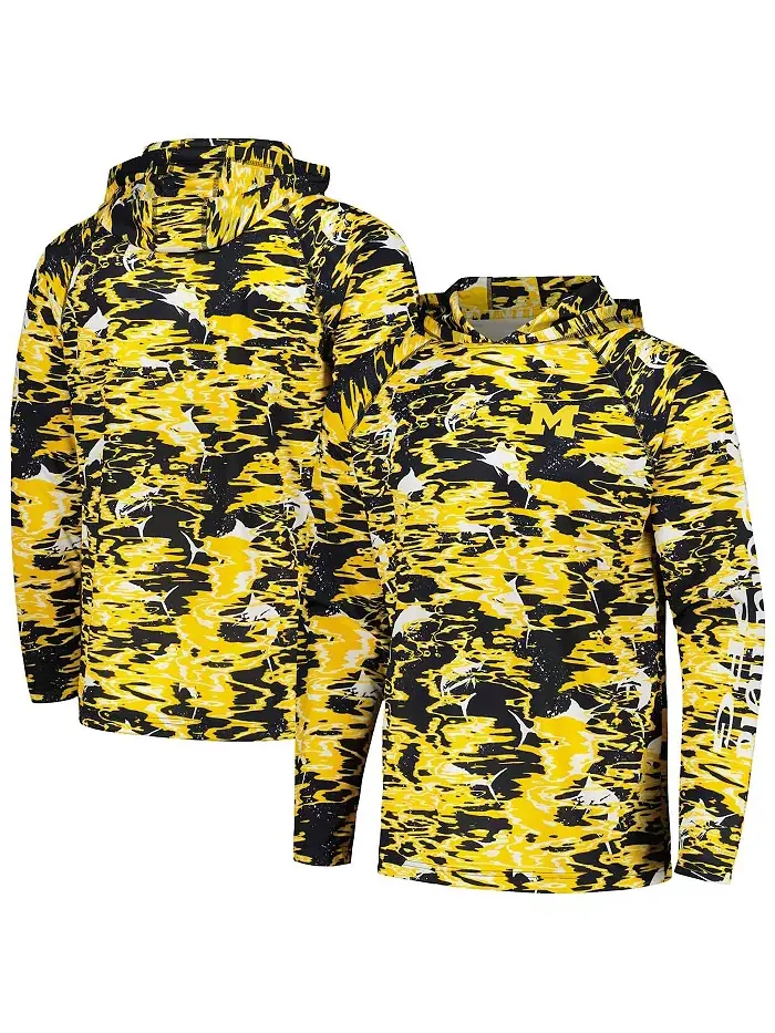 Мужская синяя толстовка с капюшоном и длинными рукавами Michigan Wolverines PFG Terminal Tackle — изображение 2 из 4