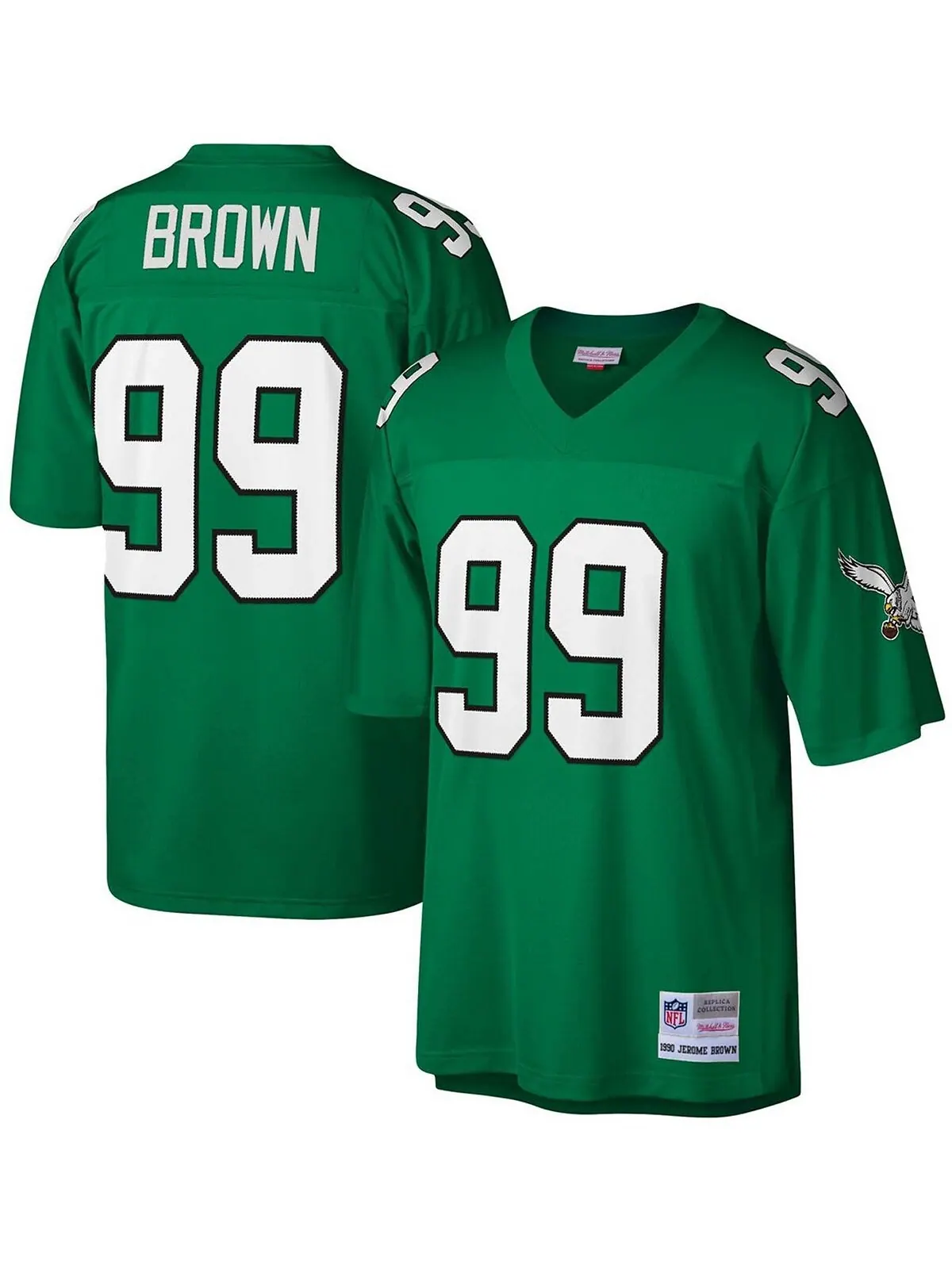 Мужская футболка Jerome Brown Kelly Green Philadelphia Eagles Legacy Replica Mitchell & Ness — изображение 1 из 3, зеленый