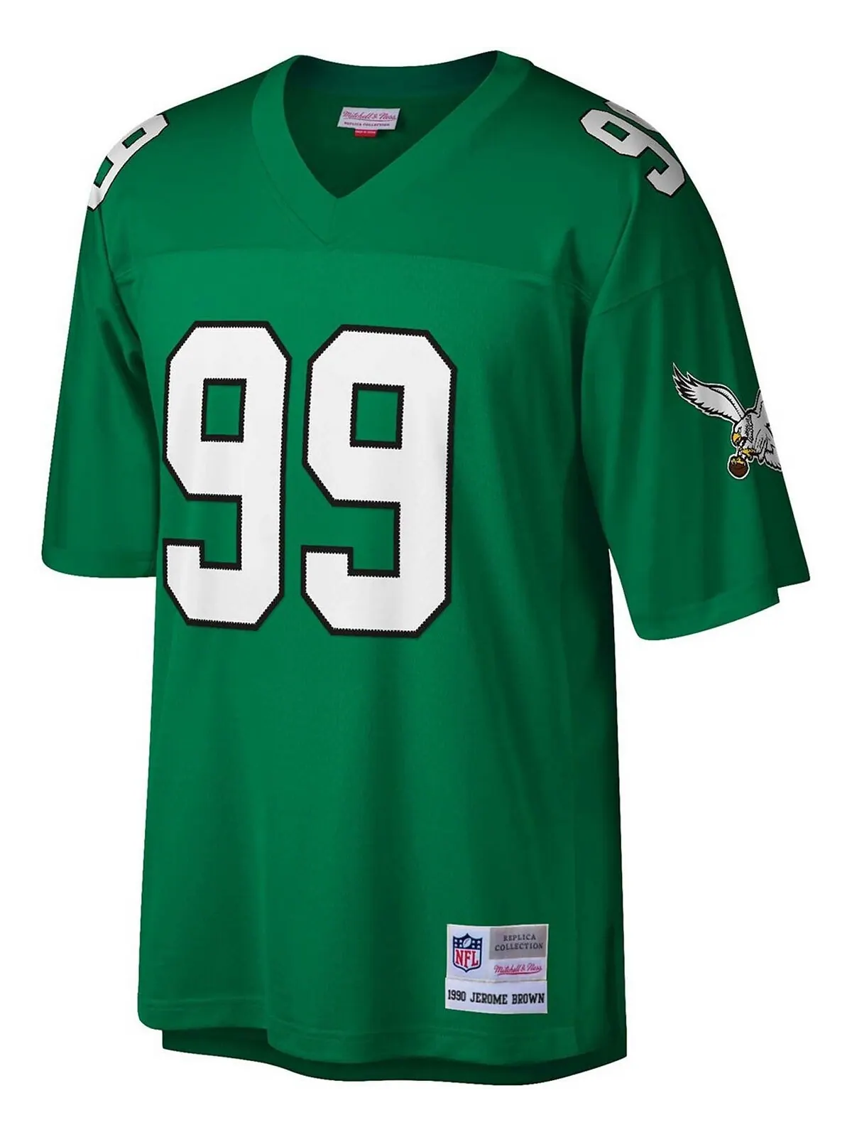 Мужская футболка Jerome Brown Kelly Green Philadelphia Eagles Legacy Replica Mitchell & Ness — изображение 2 из 3, зеленый